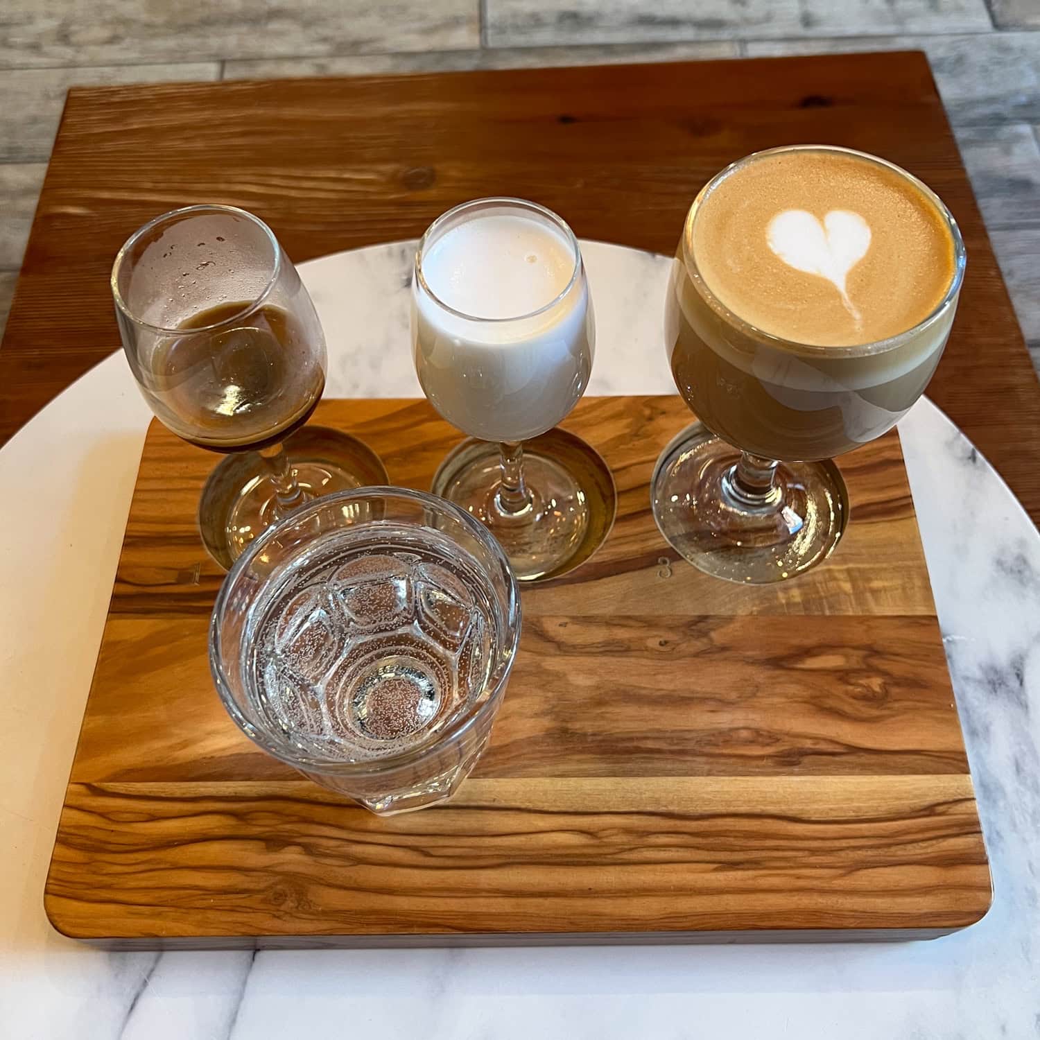 Deconstructed latte tasting at Coffee Project New York in the East Village