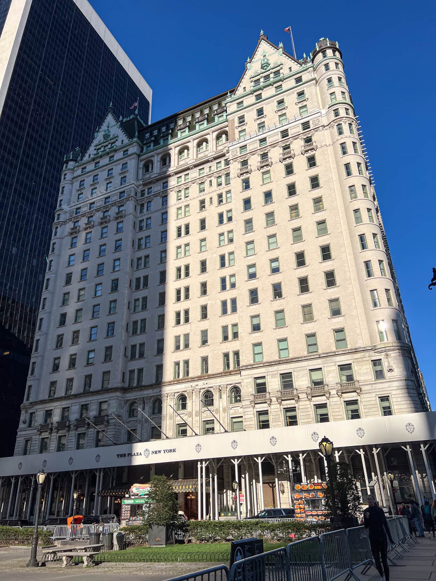 Exterior of The Plaza Hotel in New York City near Central Park