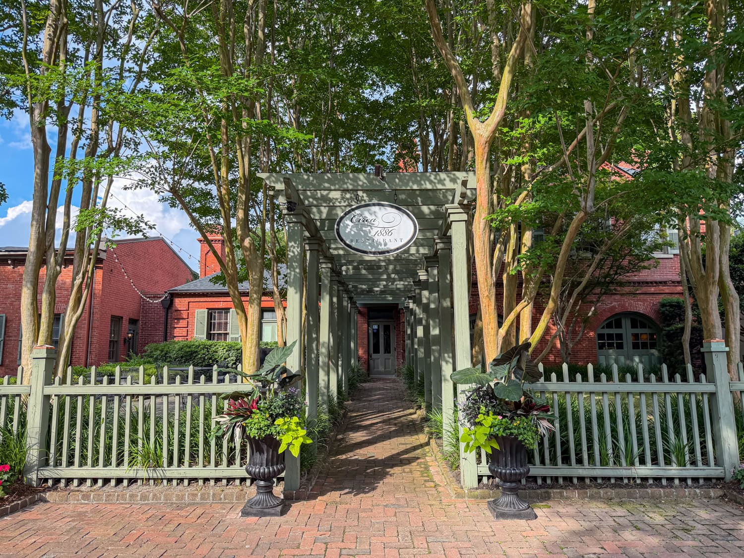 Entrance walkway to Circa 1886 Restaurant