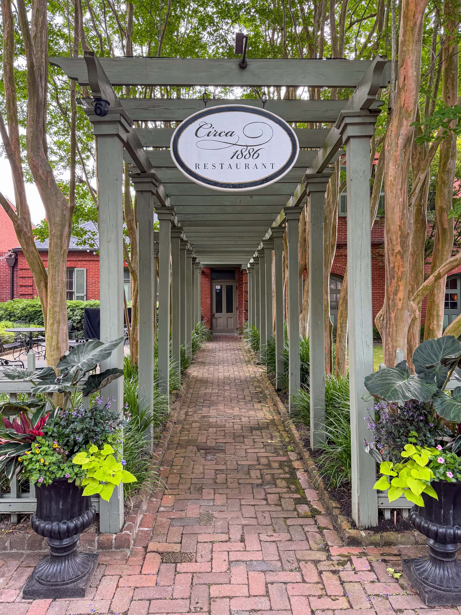 Entrance walkway to Circa 1886 Restaurant