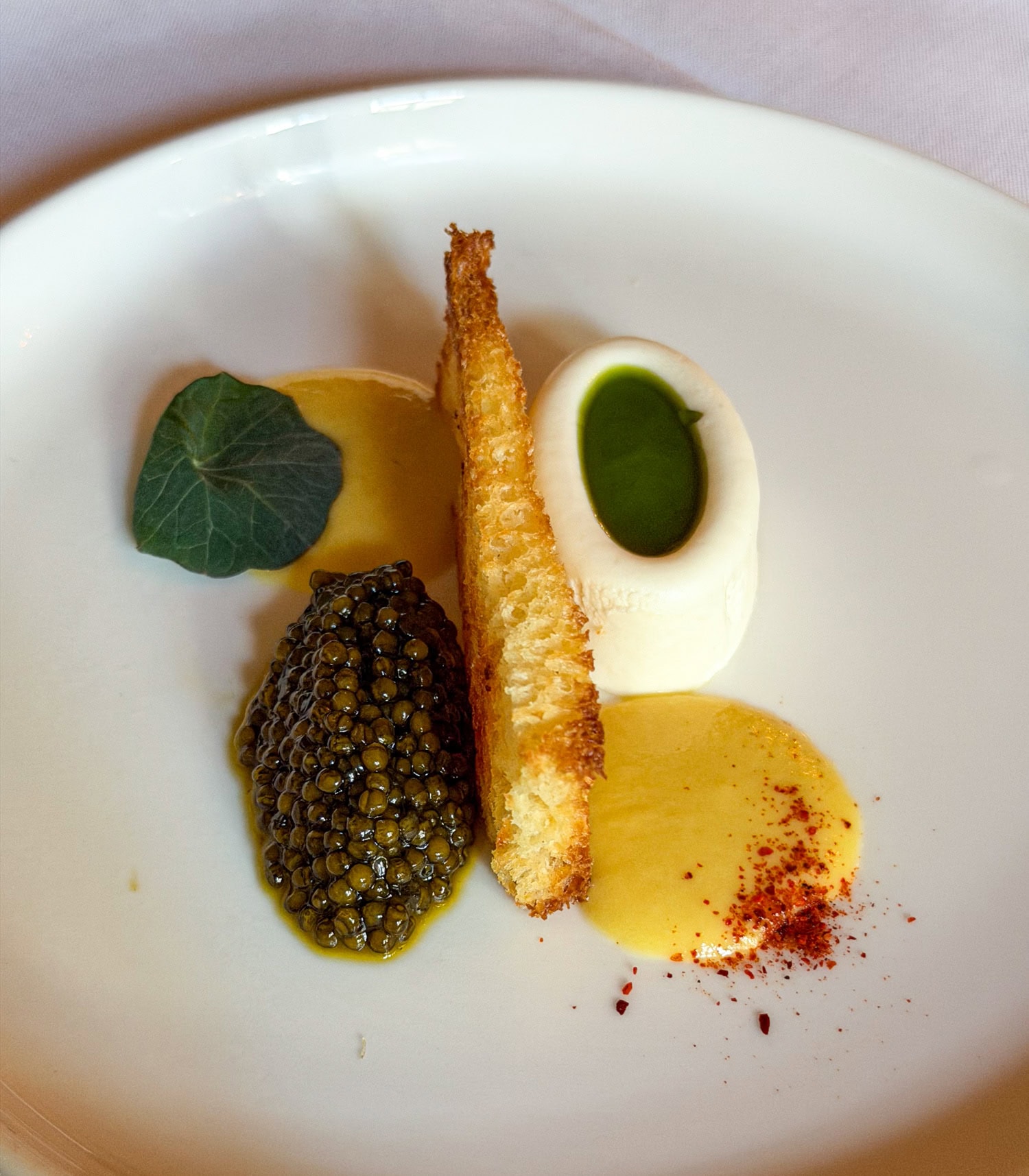 Kaluga caviar with cauliflower mousse and toast