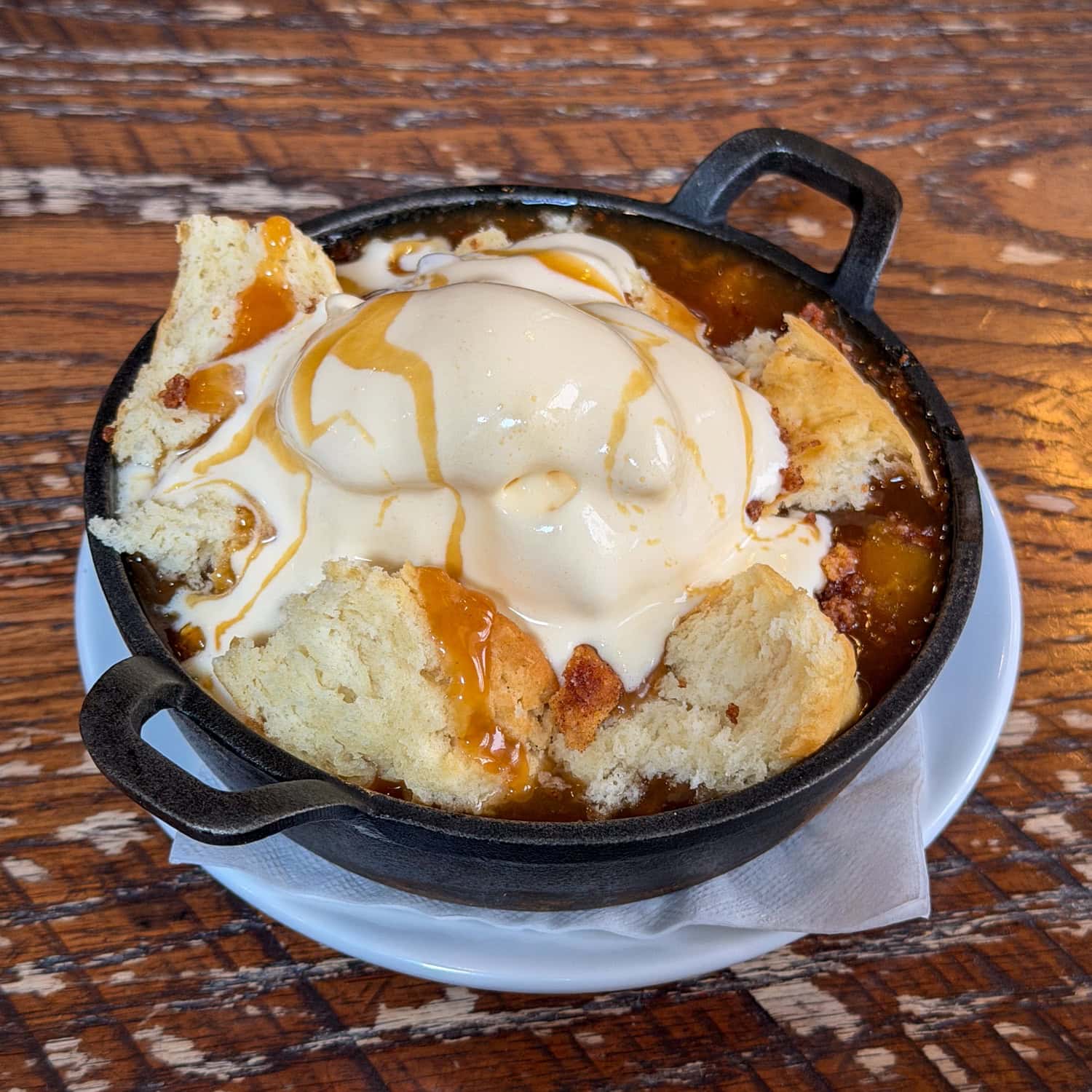 Peach cobbler à la mode at Poogan's Porch