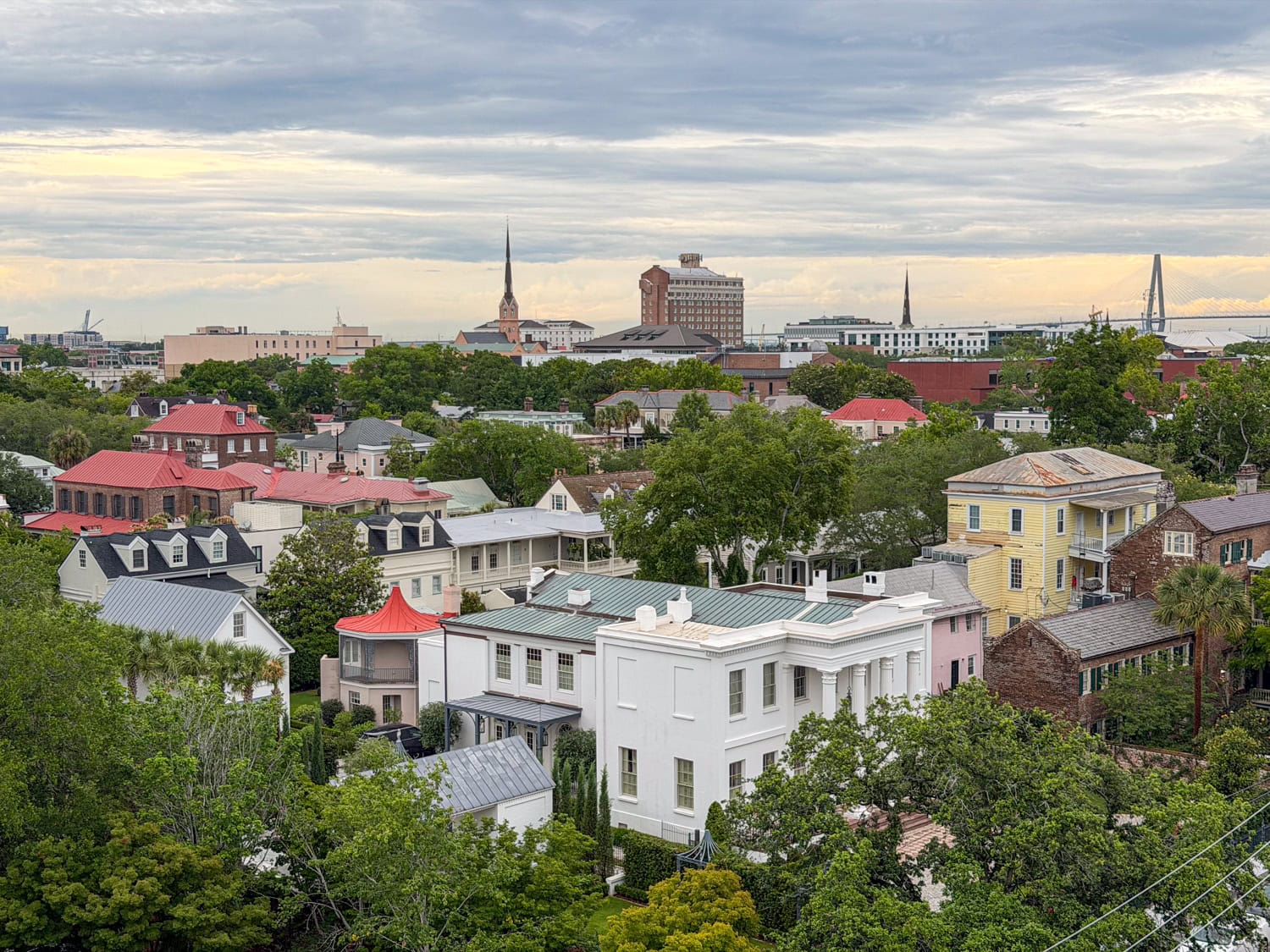 View of Charleston rooftops and the Arthur Ravenel Jr. Bridge from the cupola.