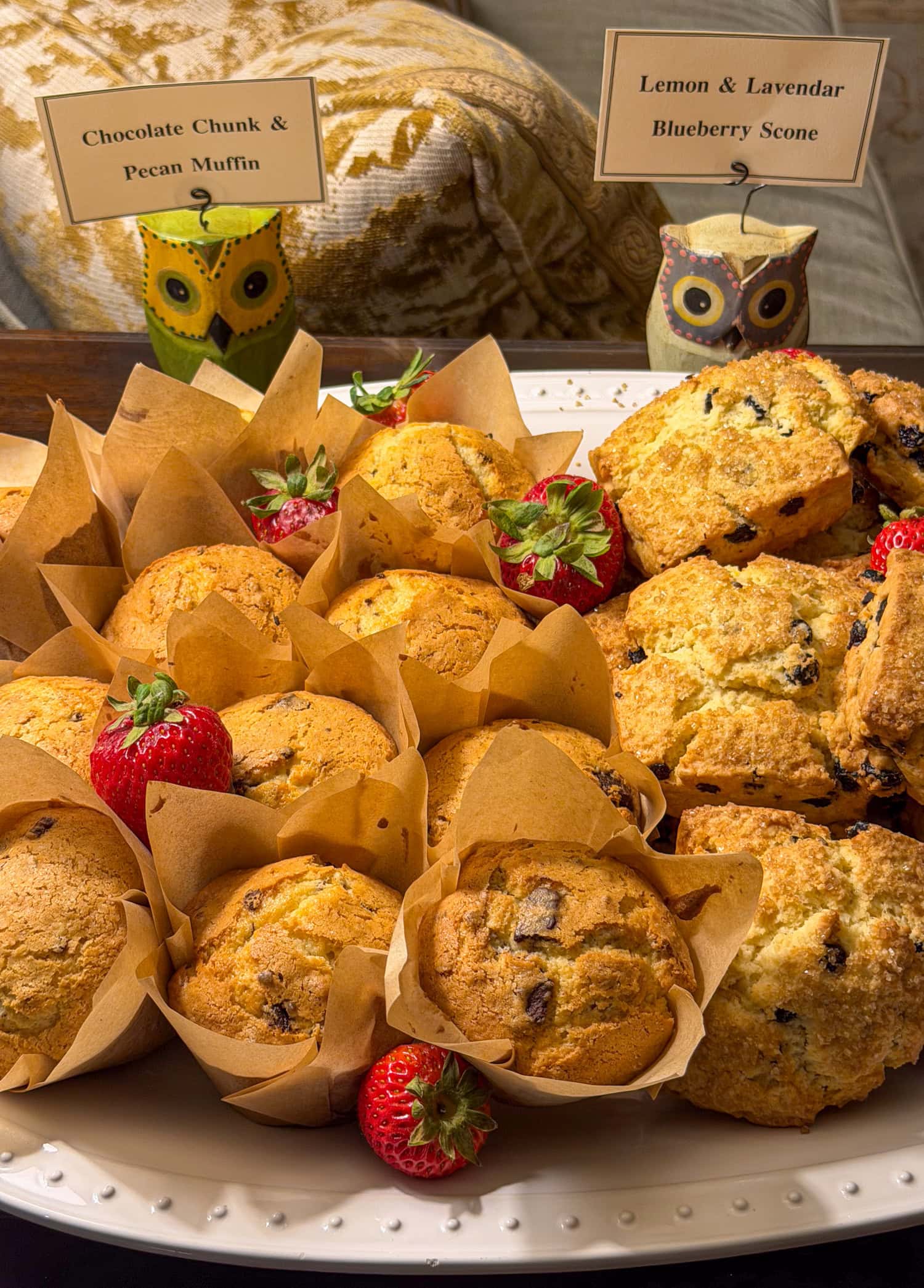 House-made muffins and blueberry scones served each morning at the Mansion.