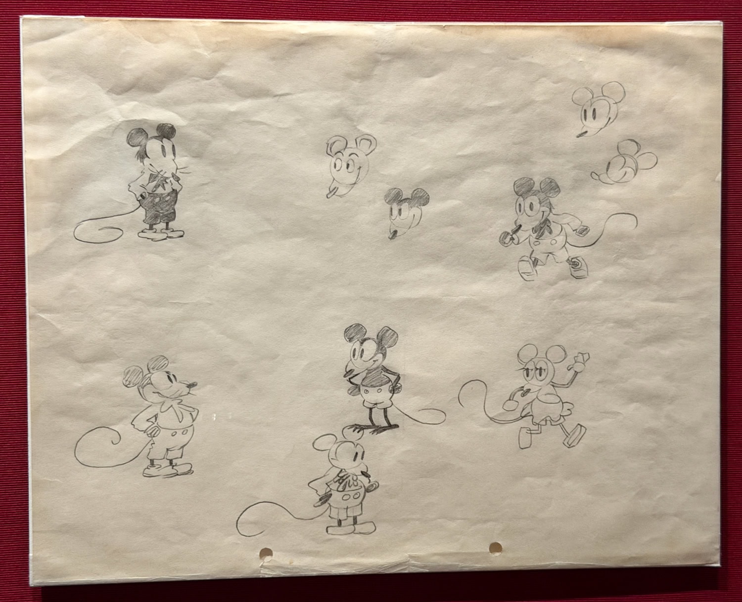 Earliest known drawings of Mickey Mouse from 1928 at the Walt Disney Family Museum