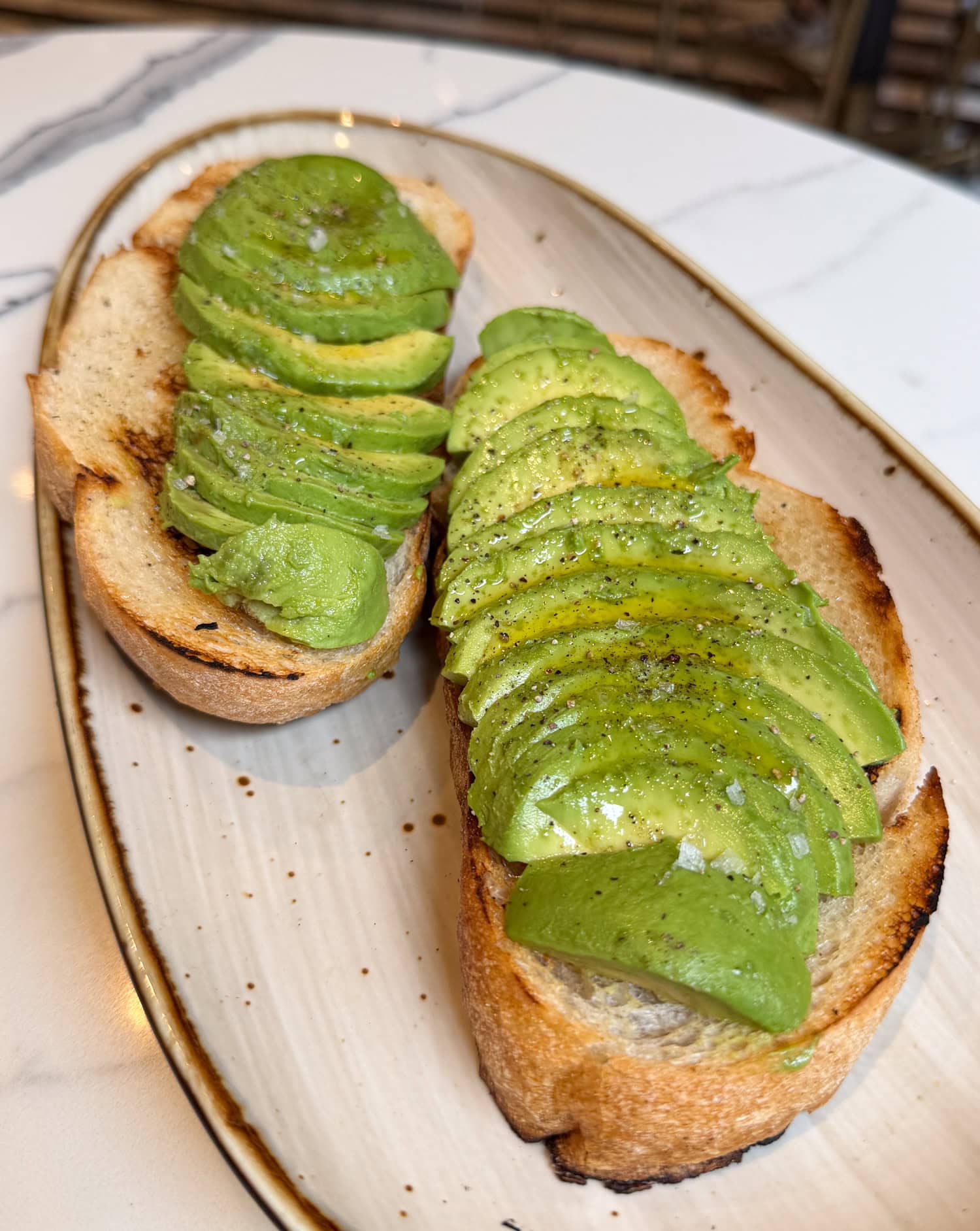 Avocado toast served for breakfast at Fredericks restaurant