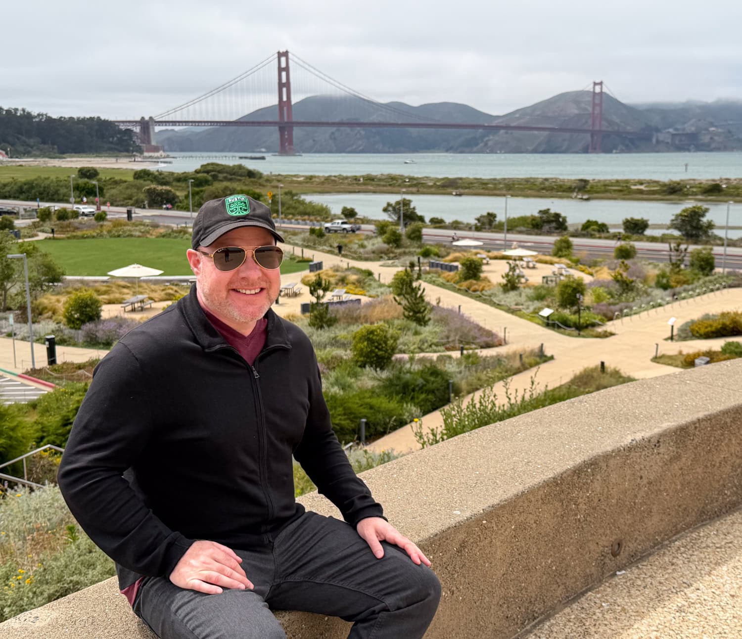 Dave at Presidio Tunnel Tops with the Golden Gate Bridge in the background