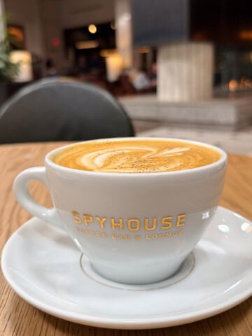 Latte at Spyhouse, one of the best coffee shops in downtown Minneapolis