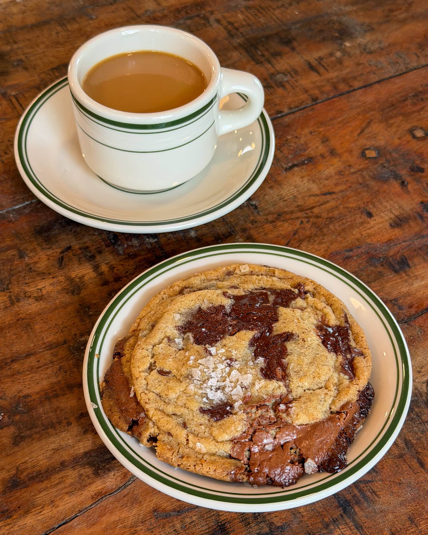 Chocolate-chip cookie with sea salt and coffee at Dot's Bakery in Fredericksburg
