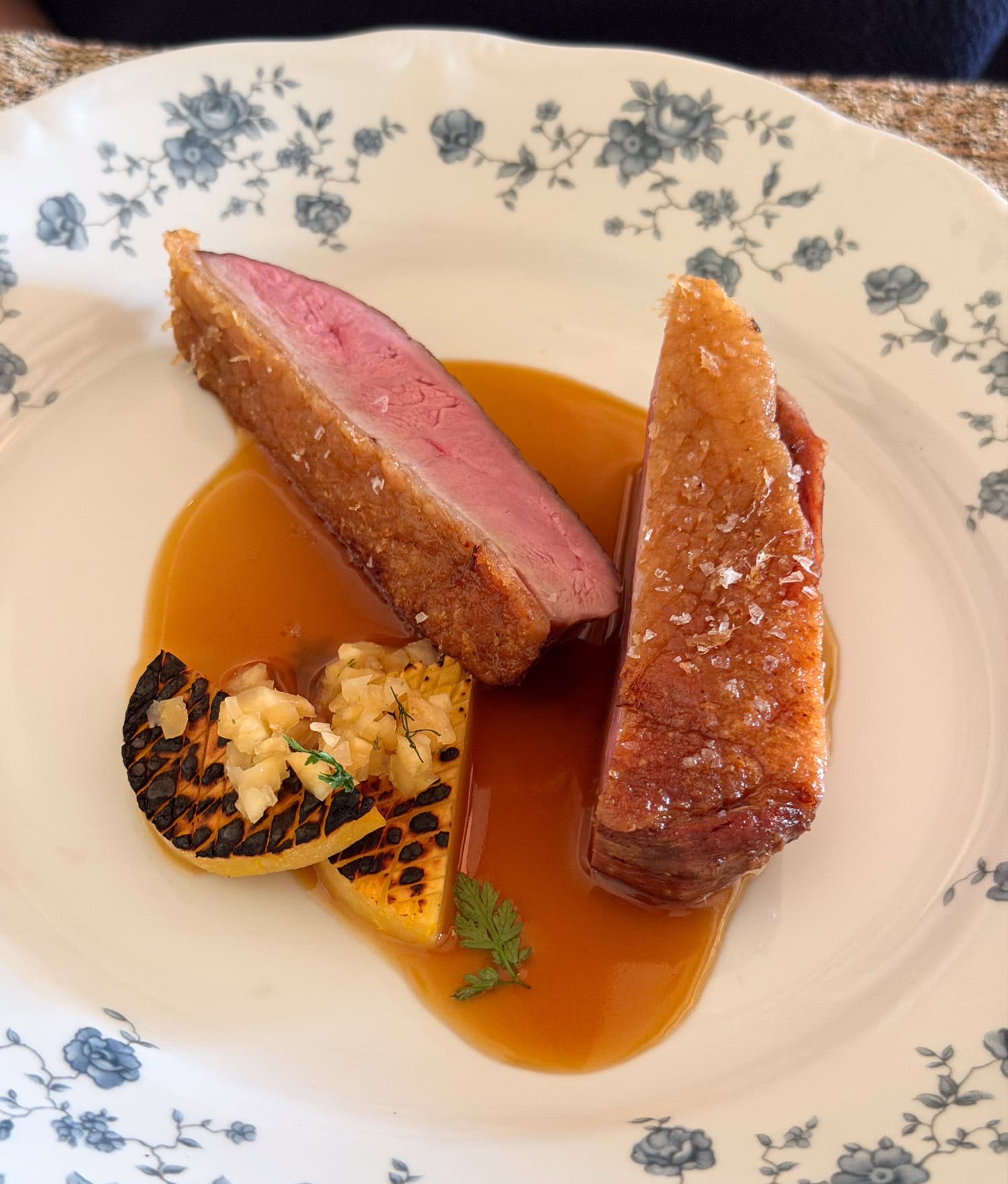 Duck breast with rutabaga and sorghum gastrique at Myriel in St. Paul