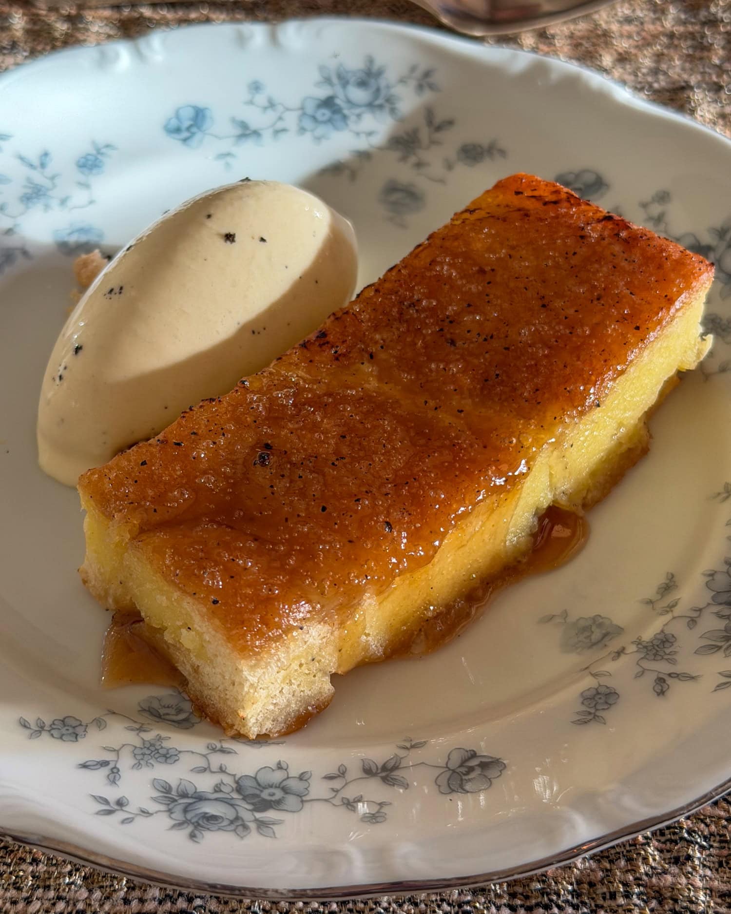 Prickly ash pain perdu with sunchoke moromi ice cream at Myriel
