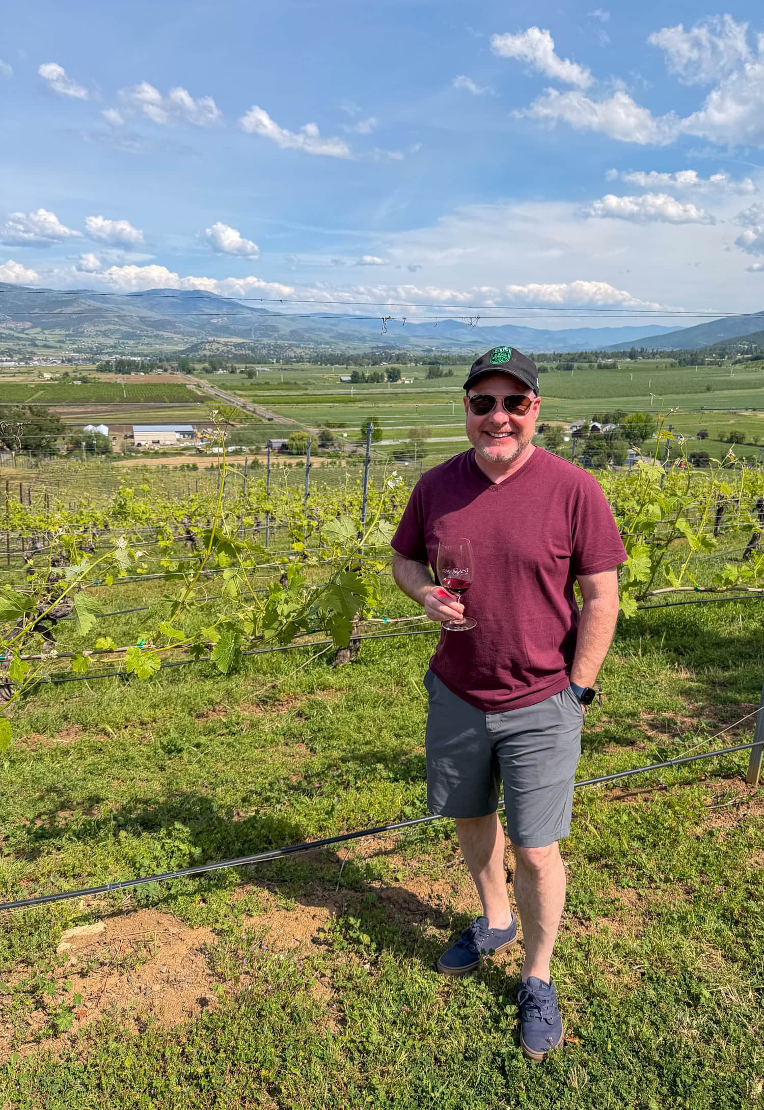 Dave with a glass of wine at Ravissant Cellars in Oregon.