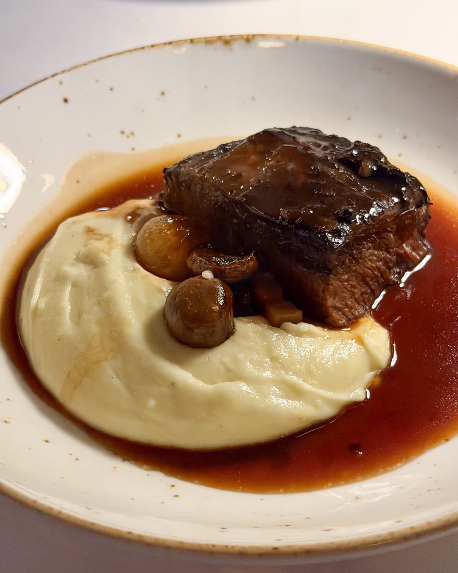 Glazed short rib beside potato purée, at Restaurant Francois, one of downtown Austin's best new restaurants.